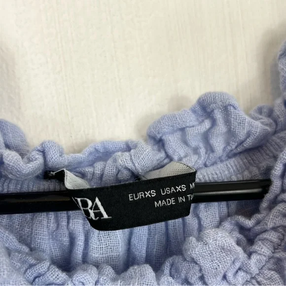 Zara Cotton Ruffled Off The Shoulder Top Sz XS - Picture 5 of 8